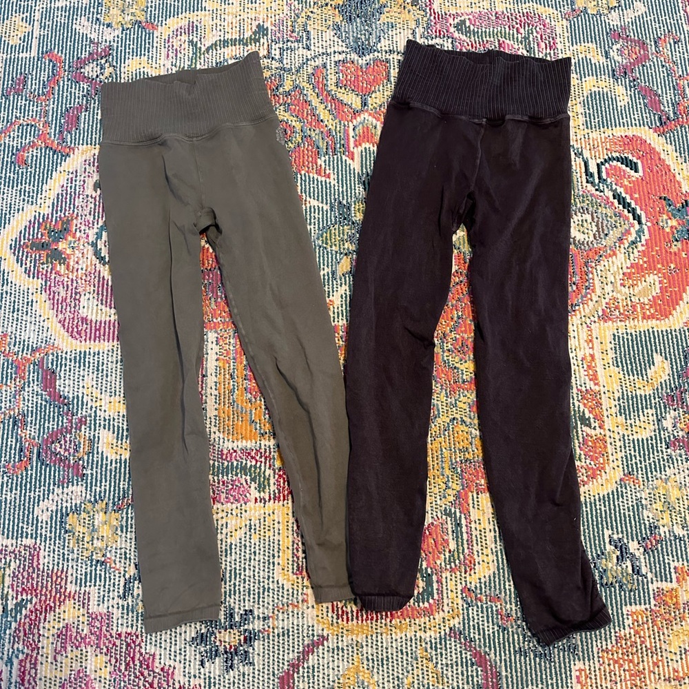 FP Movement Good Karma Legging Bundle (Green and Acid wash Black) XS/S